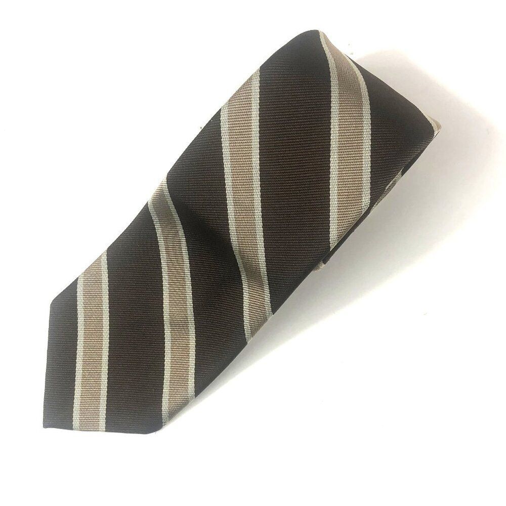 Vintage PARISIAN "Blanford Rep" Repp Stripe Tie Brown & Tan Silk Blend